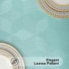 imageSmiry Thanksgiving Tablecloth 60x84 Inch Fall Waterproof Damask Table Cloth for Rectangle Table Autumn Leaves Fabric Jacquard Table Covers for Harvest Parties and Holiday Dinner BeigeTurquoise