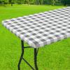 imageSmiry Rectangle Picnic Table Cloth Elastic Waterproof Fitted Vinyl Tablecloth for 6 FT Tables Flannel Backed Buffalo Plaid Table Covers for Dining Camping Outdoor Black and White 30quot x 72quotGrey and White