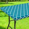 imageSmiry Rectangle Picnic Table Cover Waterproof Elastic Fitted Camping Tablecloths for 6 Foot Tables Wipeable Flannel Backed Vinyl Tablecloth Protector for Indoor Outdoor Coffee 30x72 InchesTurquoise