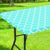 imageSmiry Rectangle Picnic Table Cover Waterproof Elastic Fitted Camping Tablecloths for 6 Foot Tables Wipeable Flannel Backed Vinyl Tablecloth Protector for Indoor Outdoor Coffee 30x72 InchesTeal