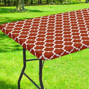 imageSmiry Rectangle Picnic Table Cover Waterproof Elastic Fitted Camping Tablecloths for 6 Foot Tables Wipeable Flannel Backed Vinyl Tablecloth Protector for Indoor Outdoor Coffee 30x72 InchesRust