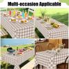 imageSmiry Round Plastic Table Cloth Waterproof Vinyl Tablecloth with Flannel Backing Wipeable Buffalo Plaid Table Cover for Dining Indoor and Outdoor Black ampamp White 60quot RoundKhaki  White