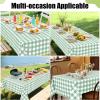 imageSmiry Round Plastic Table Cloth Waterproof Vinyl Tablecloth with Flannel Backing Wipeable Buffalo Plaid Table Cover for Dining Indoor and Outdoor Black ampamp White 60quot RoundSage Green  White