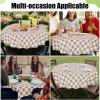 imageSmiry Round Plastic Table Cloth Waterproof Vinyl Tablecloth with Flannel Backing Wipeable Buffalo Plaid Table Cover for Dining Indoor and Outdoor Black ampamp White 60quot RoundKhaki  White