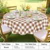 imageSmiry Round Plastic Table Cloth Waterproof Vinyl Tablecloth with Flannel Backing Wipeable Buffalo Plaid Table Cover for Dining Indoor and Outdoor Black ampamp White 60quot RoundBrown  White