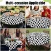 imageSmiry Round Plastic Table Cloth Waterproof Vinyl Tablecloth with Flannel Backing Wipeable Buffalo Plaid Table Cover for Dining Indoor and Outdoor Black ampamp White 60quot RoundBlack  White