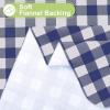 imageSmiry Round Plastic Table Cloth Waterproof Vinyl Tablecloth with Flannel Backing Wipeable Buffalo Plaid Table Cover for Dining Indoor and Outdoor Black ampamp White 60quot RoundNavy  White