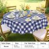 imageSmiry Round Plastic Table Cloth Waterproof Vinyl Tablecloth with Flannel Backing Wipeable Buffalo Plaid Table Cover for Dining Indoor and Outdoor Black ampamp White 60quot RoundNavy  White
