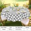 imageSmiry Round Plastic Table Cloth Waterproof Vinyl Tablecloth with Flannel Backing Wipeable Buffalo Plaid Table Cover for Dining Indoor and Outdoor Black ampamp White 60quot RoundGrey  White