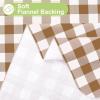 imageSmiry Round Plastic Table Cloth Waterproof Vinyl Tablecloth with Flannel Backing Wipeable Buffalo Plaid Table Cover for Dining Indoor and Outdoor Black ampamp White 60quot RoundBrown  White