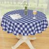 imageSmiry Round Plastic Table Cloth Waterproof Vinyl Tablecloth with Flannel Backing Wipeable Buffalo Plaid Table Cover for Dining Indoor and Outdoor Black ampamp White 60quot RoundNavy  White