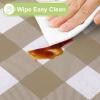 imageSmiry Round Plastic Table Cloth Waterproof Vinyl Tablecloth with Flannel Backing Wipeable Buffalo Plaid Table Cover for Dining Indoor and Outdoor Black ampamp White 60quot RoundKhaki  White