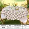 imageSmiry Round Plastic Table Cloth Waterproof Vinyl Tablecloth with Flannel Backing Wipeable Buffalo Plaid Table Cover for Dining Indoor and Outdoor Black ampamp White 60quot RoundKhaki  White