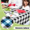 imageSmiry Round Plastic Table Cloth Waterproof Vinyl Tablecloth with Flannel Backing Wipeable Buffalo Plaid Table Cover for Dining Indoor and Outdoor Black ampamp White 60quot RoundBlack  White