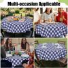 imageSmiry Round Plastic Table Cloth Waterproof Vinyl Tablecloth with Flannel Backing Wipeable Buffalo Plaid Table Cover for Dining Indoor and Outdoor Black ampamp White 60quot RoundNavy  White