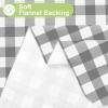 imageSmiry Round Plastic Table Cloth Waterproof Vinyl Tablecloth with Flannel Backing Wipeable Buffalo Plaid Table Cover for Dining Indoor and Outdoor Black ampamp White 60quot RoundGrey  White
