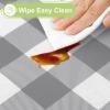imageSmiry Round Plastic Table Cloth Waterproof Vinyl Tablecloth with Flannel Backing Wipeable Buffalo Plaid Table Cover for Dining Indoor and Outdoor Black ampamp White 60quot RoundGrey  White