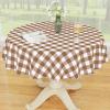 imageSmiry Round Plastic Table Cloth Waterproof Vinyl Tablecloth with Flannel Backing Wipeable Buffalo Plaid Table Cover for Dining Indoor and Outdoor Black ampamp White 60quot RoundBrown  White