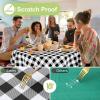imageSmiry Round Plastic Table Cloth Waterproof Vinyl Tablecloth with Flannel Backing Wipeable Buffalo Plaid Table Cover for Dining Indoor and Outdoor Black ampamp White 60quot RoundBlack  White