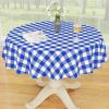 imageSmiry Round Plastic Table Cloth Waterproof Vinyl Tablecloth with Flannel Backing Wipeable Buffalo Plaid Table Cover for Dining Indoor and Outdoor Black ampamp White 60quot RoundBlue  White