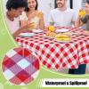 imageSmiry Round Plastic Table Cloth Waterproof Vinyl Tablecloth with Flannel Backing Wipeable Buffalo Plaid Table Cover for Dining Indoor and Outdoor Black ampamp White 60quot RoundRed  White