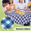 imageSmiry Round Plastic Table Cloth Waterproof Vinyl Tablecloth with Flannel Backing Wipeable Buffalo Plaid Table Cover for Dining Indoor and Outdoor Black ampamp White 60quot RoundNavy  White