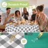 imageSmiry Round Plastic Table Cloth Waterproof Vinyl Tablecloth with Flannel Backing Wipeable Buffalo Plaid Table Cover for Dining Indoor and Outdoor Black ampamp White 60quot RoundGrey  White