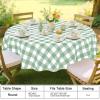 imageSmiry Round Plastic Table Cloth Waterproof Vinyl Tablecloth with Flannel Backing Wipeable Buffalo Plaid Table Cover for Dining Indoor and Outdoor Black ampamp White 60quot RoundSage Green  White