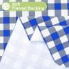imageSmiry Round Plastic Table Cloth Waterproof Vinyl Tablecloth with Flannel Backing Wipeable Buffalo Plaid Table Cover for Dining Indoor and Outdoor Black ampamp White 60quot RoundBlue  White
