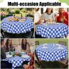 imageSmiry Round Plastic Table Cloth Waterproof Vinyl Tablecloth with Flannel Backing Wipeable Buffalo Plaid Table Cover for Dining Indoor and Outdoor Black ampamp White 60quot RoundBlue  White