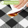 imageSmiry Round Plastic Table Cloth Waterproof Vinyl Tablecloth with Flannel Backing Wipeable Buffalo Plaid Table Cover for Dining Indoor and Outdoor Black ampamp White 60quot RoundBlack  White