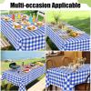 imageSmiry Round Plastic Table Cloth Waterproof Vinyl Tablecloth with Flannel Backing Wipeable Buffalo Plaid Table Cover for Dining Indoor and Outdoor Black ampamp White 60quot RoundBlue  White