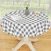imageSmiry Round Plastic Table Cloth Waterproof Vinyl Tablecloth with Flannel Backing Wipeable Buffalo Plaid Table Cover for Dining Indoor and Outdoor Black ampamp White 60quot RoundGrey  White