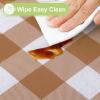 imageSmiry Round Plastic Table Cloth Waterproof Vinyl Tablecloth with Flannel Backing Wipeable Buffalo Plaid Table Cover for Dining Indoor and Outdoor Black ampamp White 60quot RoundBrown  White