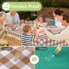 imageSmiry Round Plastic Table Cloth Waterproof Vinyl Tablecloth with Flannel Backing Wipeable Buffalo Plaid Table Cover for Dining Indoor and Outdoor Black ampamp White 60quot RoundBrown  White