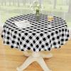 imageSmiry Round Plastic Table Cloth Waterproof Vinyl Tablecloth with Flannel Backing Wipeable Buffalo Plaid Table Cover for Dining Indoor and Outdoor Black ampamp White 60quot RoundBlack  White