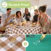 imageSmiry Round Plastic Table Cloth Waterproof Vinyl Tablecloth with Flannel Backing Wipeable Buffalo Plaid Table Cover for Dining Indoor and Outdoor Black ampamp White 60quot RoundBrown  White