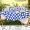 imageSmiry Round Plastic Table Cloth Waterproof Vinyl Tablecloth with Flannel Backing Wipeable Buffalo Plaid Table Cover for Dining Indoor and Outdoor Black ampamp White 60quot RoundBlue  White