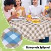 imageSmiry Round Plastic Table Cloth Waterproof Vinyl Tablecloth with Flannel Backing Wipeable Buffalo Plaid Table Cover for Dining Indoor and Outdoor Black ampamp White 60quot RoundKhaki  White
