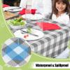 imageSmiry Round Plastic Table Cloth Waterproof Vinyl Tablecloth with Flannel Backing Wipeable Buffalo Plaid Table Cover for Dining Indoor and Outdoor Black ampamp White 60quot RoundGrey  White