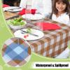 imageSmiry Round Plastic Table Cloth Waterproof Vinyl Tablecloth with Flannel Backing Wipeable Buffalo Plaid Table Cover for Dining Indoor and Outdoor Black ampamp White 60quot RoundBrown  White
