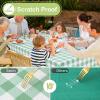imageSmiry Round Plastic Table Cloth Waterproof Vinyl Tablecloth with Flannel Backing Wipeable Buffalo Plaid Table Cover for Dining Indoor and Outdoor Black ampamp White 60quot RoundSage Green  White