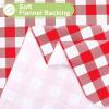 imageSmiry Round Plastic Table Cloth Waterproof Vinyl Tablecloth with Flannel Backing Wipeable Buffalo Plaid Table Cover for Dining Indoor and Outdoor Black ampamp White 60quot RoundRed  White