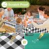 imageSmiry Round Plastic Table Cloth Waterproof Vinyl Tablecloth with Flannel Backing Wipeable Buffalo Plaid Table Cover for Dining Indoor and Outdoor Black ampamp White 60quot RoundBlack  White