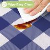 imageSmiry Round Plastic Table Cloth Waterproof Vinyl Tablecloth with Flannel Backing Wipeable Buffalo Plaid Table Cover for Dining Indoor and Outdoor Black ampamp White 60quot RoundNavy  White