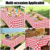imageSmiry Round Plastic Table Cloth Waterproof Vinyl Tablecloth with Flannel Backing Wipeable Buffalo Plaid Table Cover for Dining Indoor and Outdoor Black ampamp White 60quot RoundRed  White