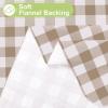 imageSmiry Round Plastic Table Cloth Waterproof Vinyl Tablecloth with Flannel Backing Wipeable Buffalo Plaid Table Cover for Dining Indoor and Outdoor Black ampamp White 60quot RoundKhaki  White