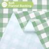imageSmiry Round Plastic Table Cloth Waterproof Vinyl Tablecloth with Flannel Backing Wipeable Buffalo Plaid Table Cover for Dining Indoor and Outdoor Black ampamp White 60quot RoundSage Green  White