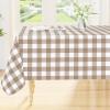 imageSmiry Round Plastic Table Cloth Waterproof Vinyl Tablecloth with Flannel Backing Wipeable Buffalo Plaid Table Cover for Dining Indoor and Outdoor Black ampamp White 60quot RoundKhaki  White