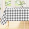 imageSmiry Round Plastic Table Cloth Waterproof Vinyl Tablecloth with Flannel Backing Wipeable Buffalo Plaid Table Cover for Dining Indoor and Outdoor Black ampamp White 60quot RoundGrey  White
